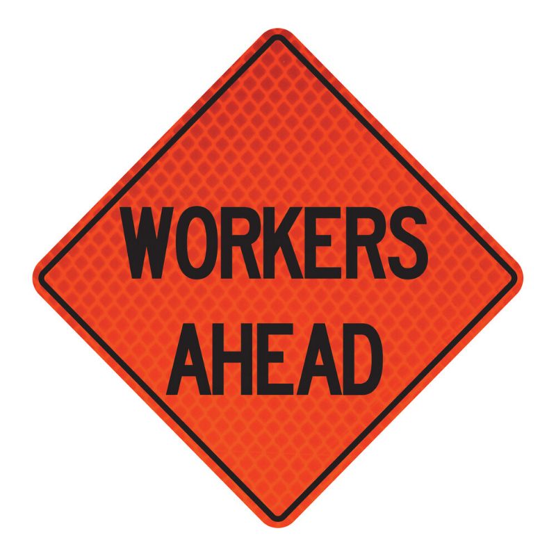 Roll Up Sign, 48x48 Diamond Grade PP HF Signal Work Ahead