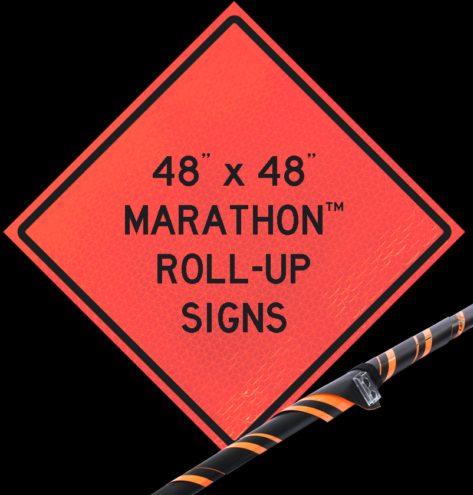 Roll Up Sign, 48x48 Marathon PP HF Be Prepared to Stop (W3-4)