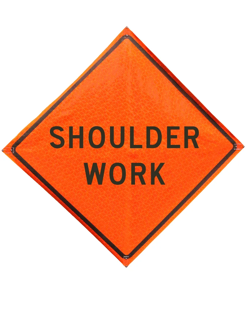 Roll Up Sign, 48x48 Marathon PP HF Shoulder Work (W21-5)
