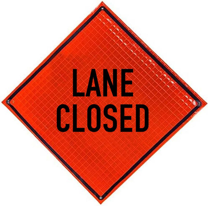 Roll Up Sign, 36x36 Marathon PP HF Lane Closed (W20-5)