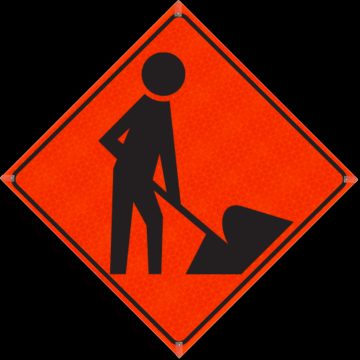 Roll Up Sign, 36x36 Marathon PP HF Men Working Symbol (W21-1a)