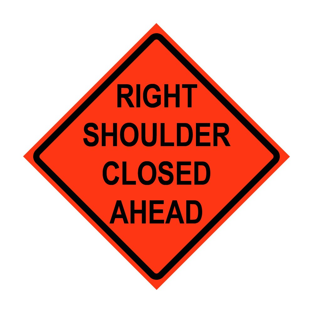 Roll Up Sign, 36x36 Marathon PP HF Right Shoulder Closed Ahead (W21-5BR)