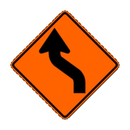 Roll Up Sign, 48x48 Marathon PP HF Reverse Curve Left (W1-4L)