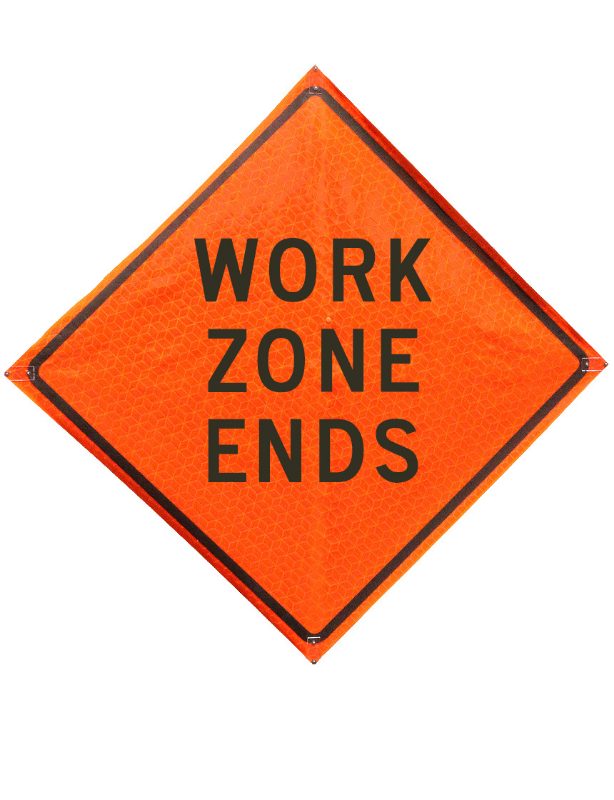 Roll Up Sign, 48x48 Marathon PP HF Work Zone Ends