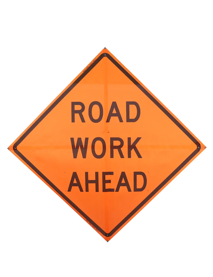 Roll Up Sign, 36x36 Mesh PP HF Road Work Ahead 35 MPH