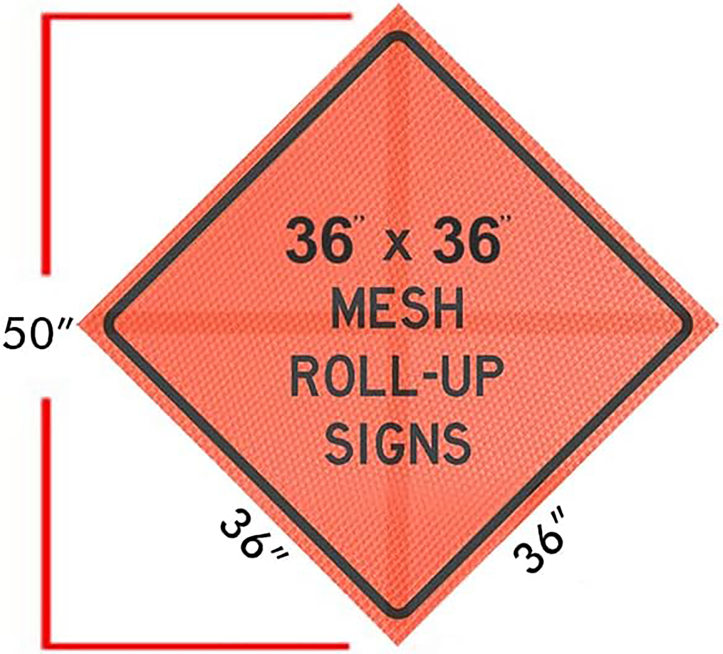 Roll Up Sign, 36x36 Mesh PP HF Detour Ahead, (W20-2) Velcro around Ahead 8x22