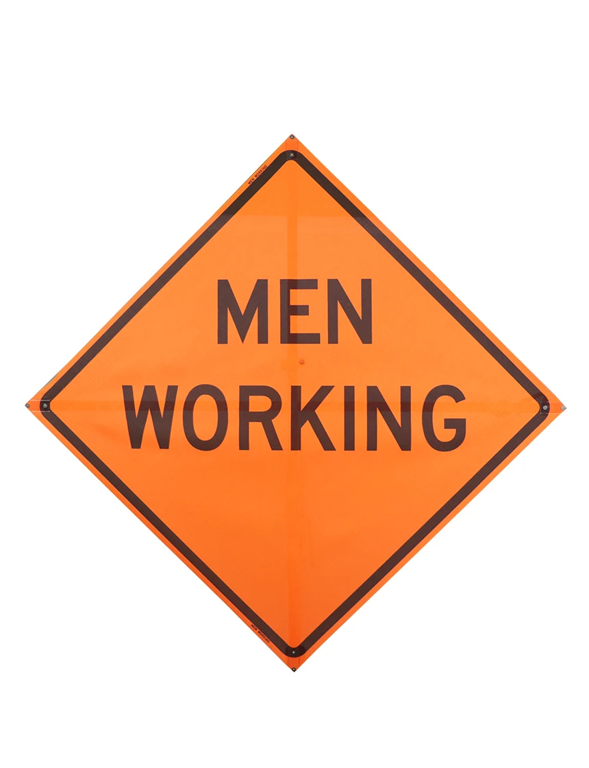 Roll Up Sign, 36x36 Mesh PP HF Men and Equipment Working