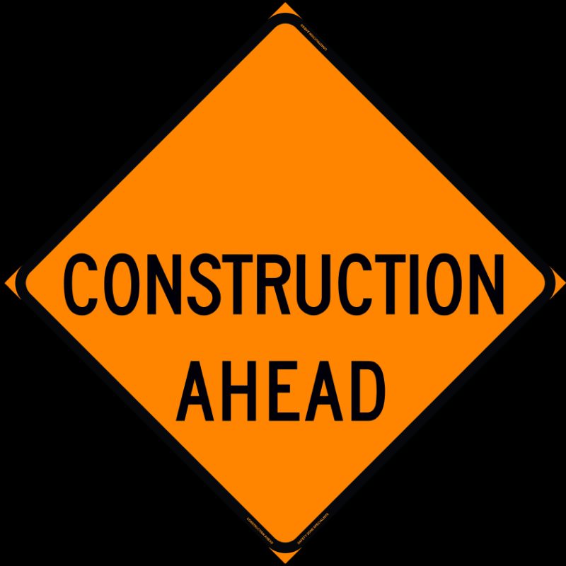 Roll Up Sign, 36x36 Mesh PP HF Road Construction Ahead, Velcro around Ahead 7x22