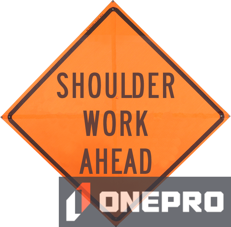 Roll Up Sign, 36x36 Mesh PP HF Shoulder Work Ahead