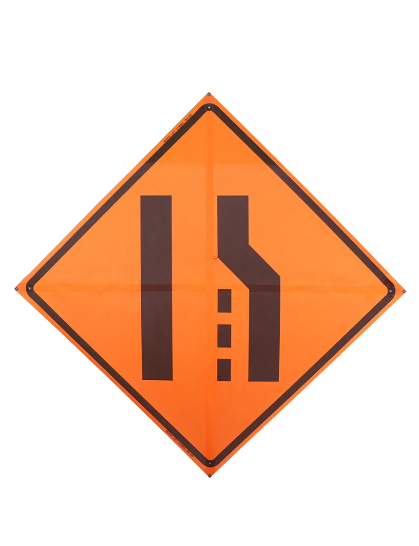 Roll Up Sign, 36x36 Mesh PP HF Transition Symbol Right (W4-2R), Right Lane Ends