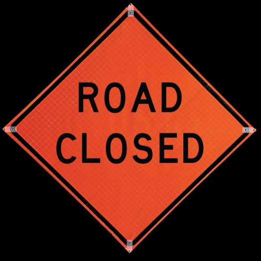 Roll Up Sign, 48x48 Mesh PP HF Road Closed (R11-2)