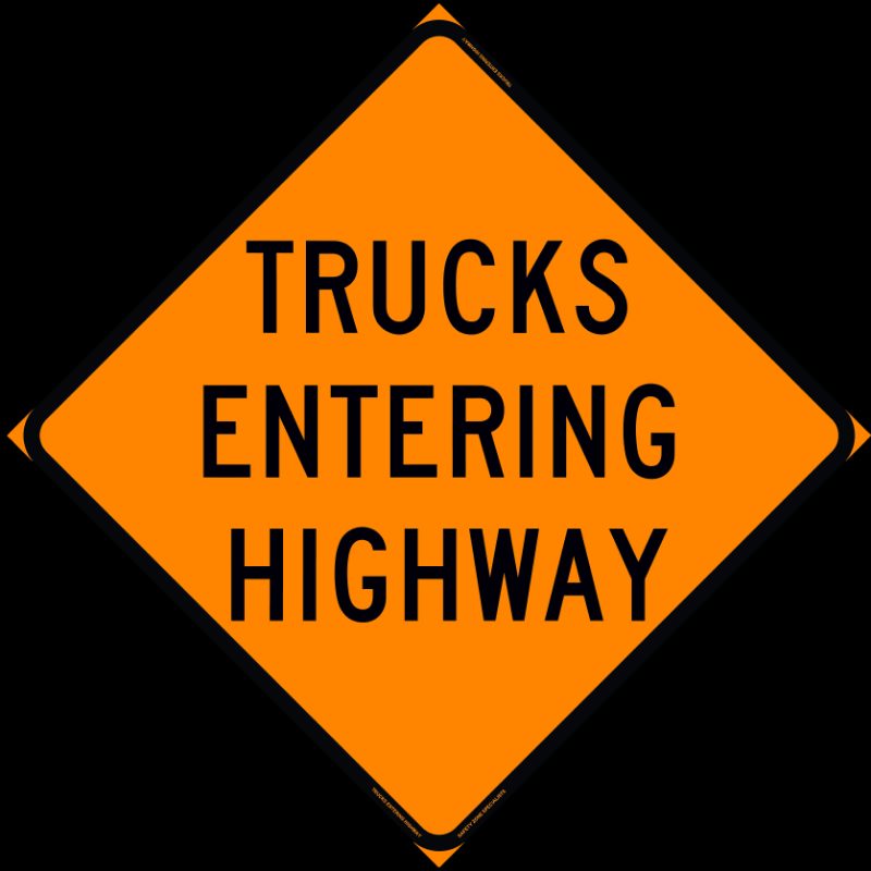 Roll Up Sign, 36x36 Mesh PP HF Log Trucks Entering Highway