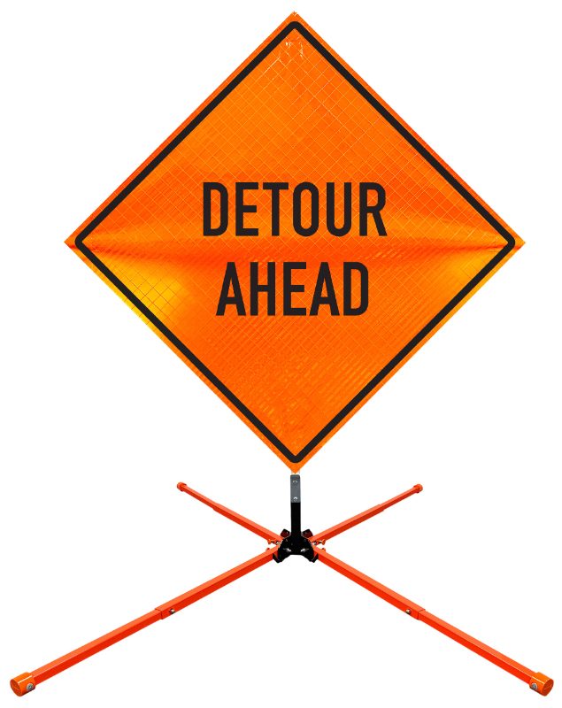 Roll Up Sign, 36x36 Mesh PP HF No Left Turn Ahead