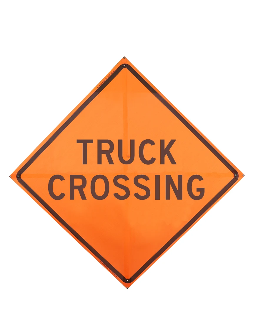 Roll Up Sign, 36x36 Mesh PP HF Truck Crossing (W8-6)