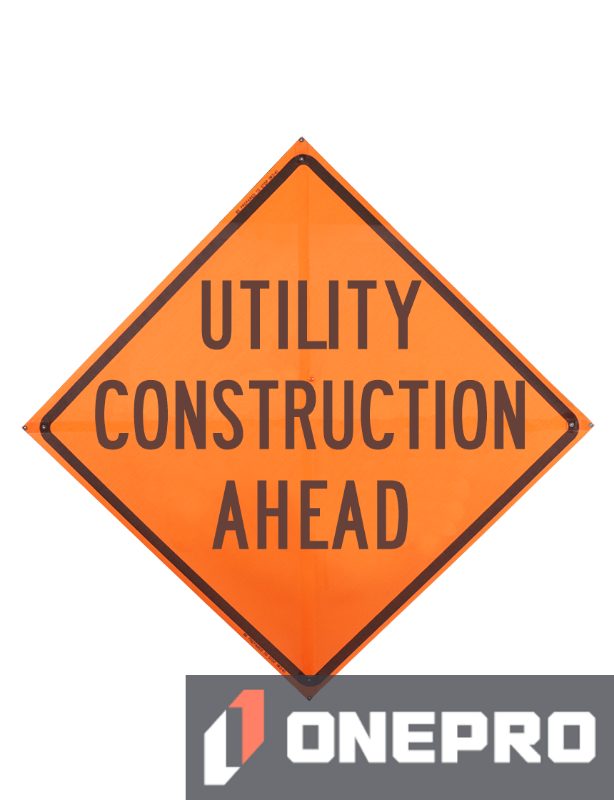 Roll Up Sign, 48x48 Mesh PP HF Construction Entrance Ahead