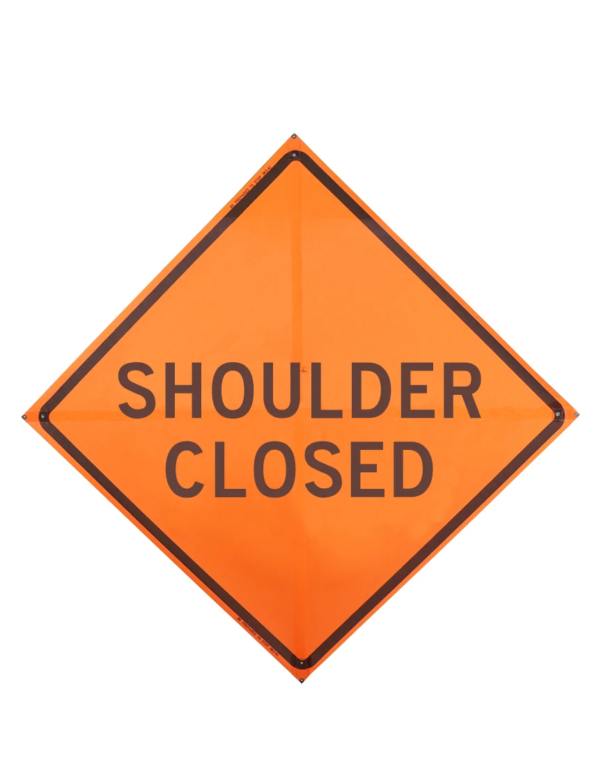 Roll Up Sign, 48x48 Mesh PP HF Left Shoulder Closed (W21-5AL)