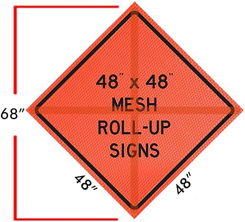 Roll Up Sign, 48x48 Mesh PP HF No Center Line (W8-12)