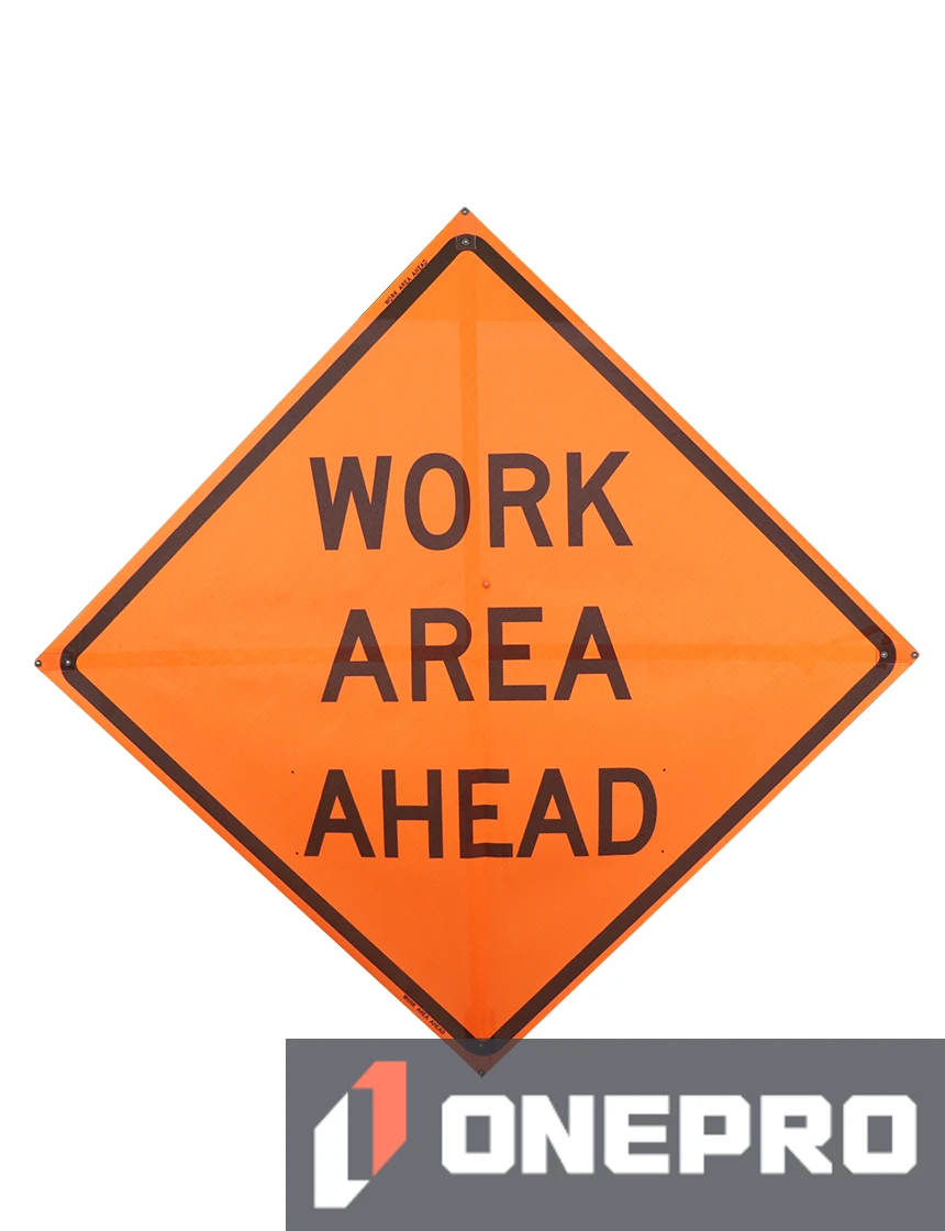 Roll Up Sign, 48x48 Mesh PP NF Work Area Ahead