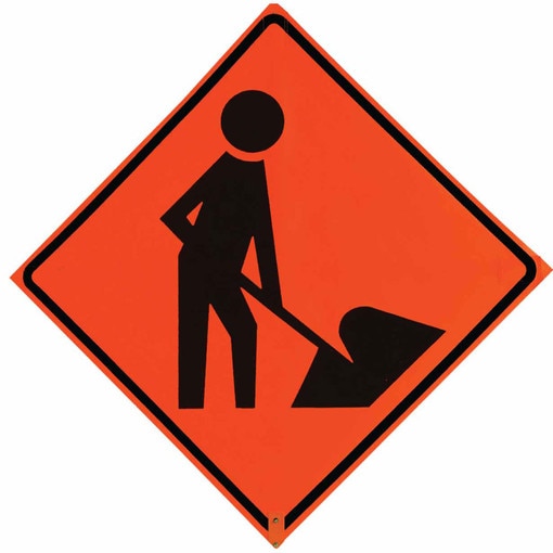 Roll Up Sign, 36x36 Non Reflective Vinyl PP HF Men Working Words