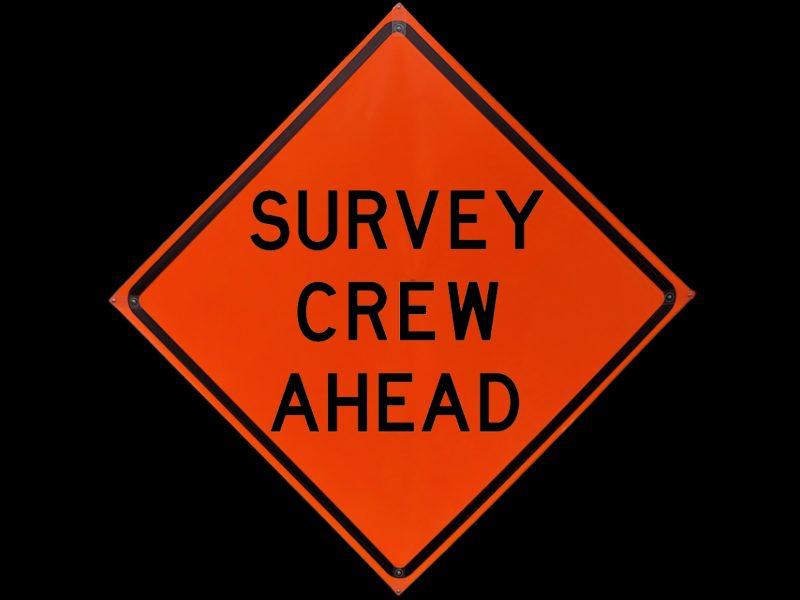 Roll Up Sign, 48x48 Non Reflective Vinyl PP HF Survey Crew Ahead