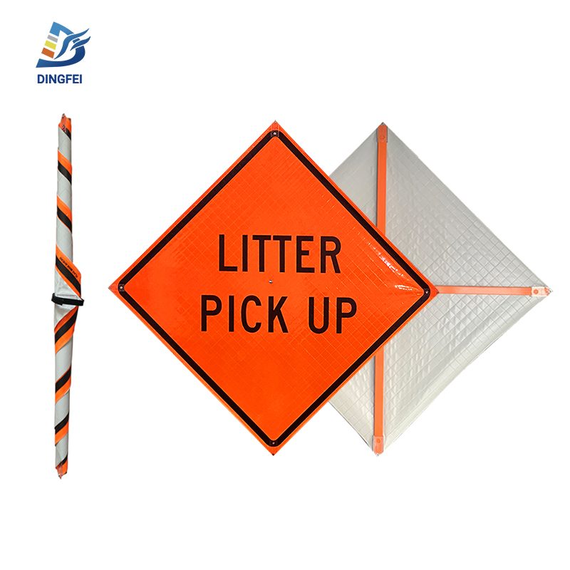 Roll Up Sign, 36x36 Reflective PP HF Litter Pick Up