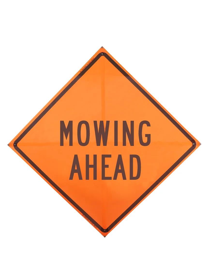Roll Up Sign, 36x36 Reflective PP HF Highway Mowing Ahead