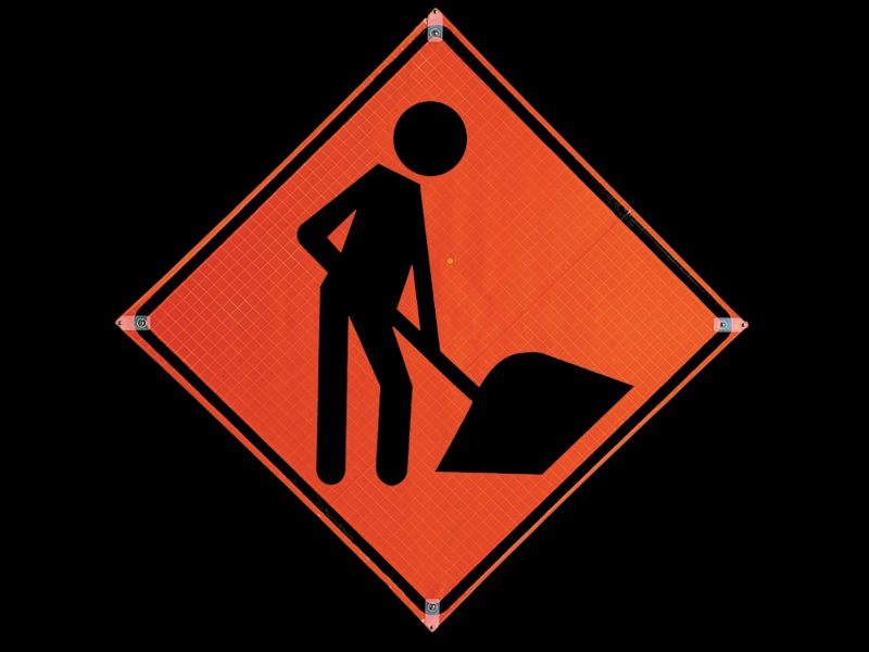 Roll Up Sign, 36x36 Reflective PP HF Men Working Symbol (W21-1a)