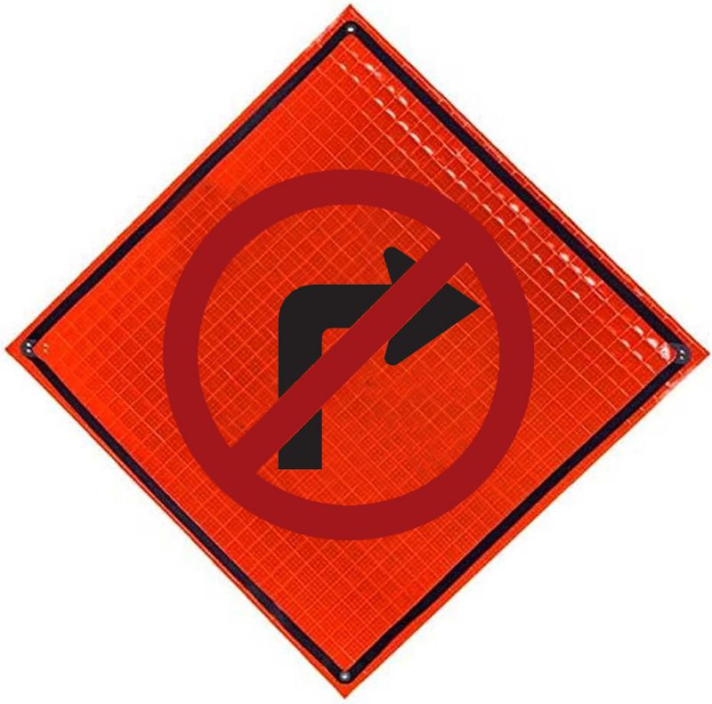 Roll Up Sign, 36x36 Reflective PP HF Right Turn Only