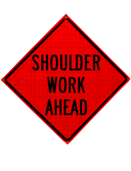 Roll Up Sign, 36x36 Reflective PP HF Shoulder Work Ahead