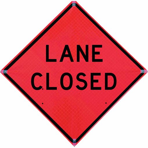 Roll Up Sign, 48x48 Reflective PP HF Lane Closed (W20-5)