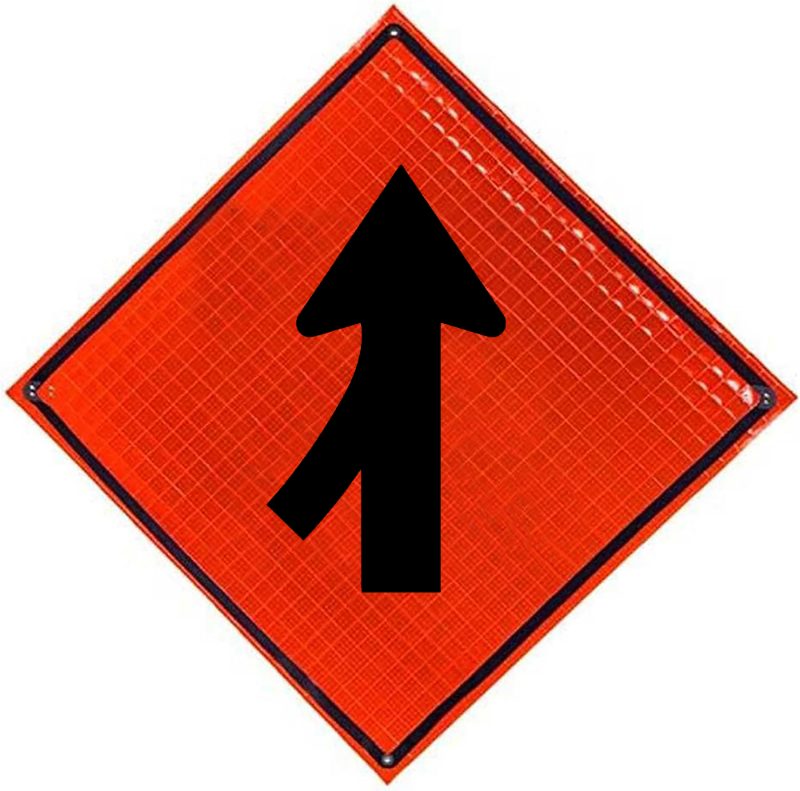 Roll Up Sign, 48x48 Reflective PP HF Lane Ends Merge Left (W9-2L)