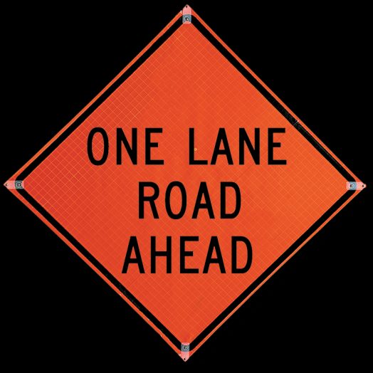 Roll Up Sign, 48x48 Reflective PP HF One Lane Road