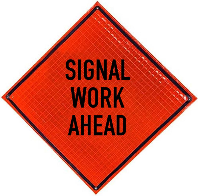 Roll Up Sign, 48x48 Reflective PP HF Railroad Work Ahead