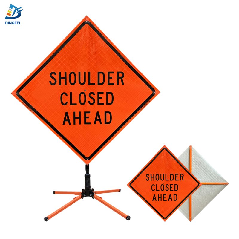 Roll Up Sign, 48x48 Reflective PP HF Shoulder Drop Off Words
