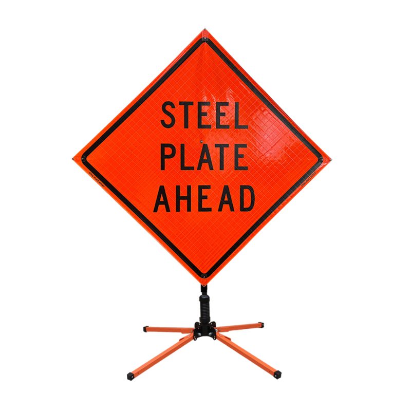 Roll Up Sign, 48x48 Reflective PP HF Steel Plate Ahead (W8-24)