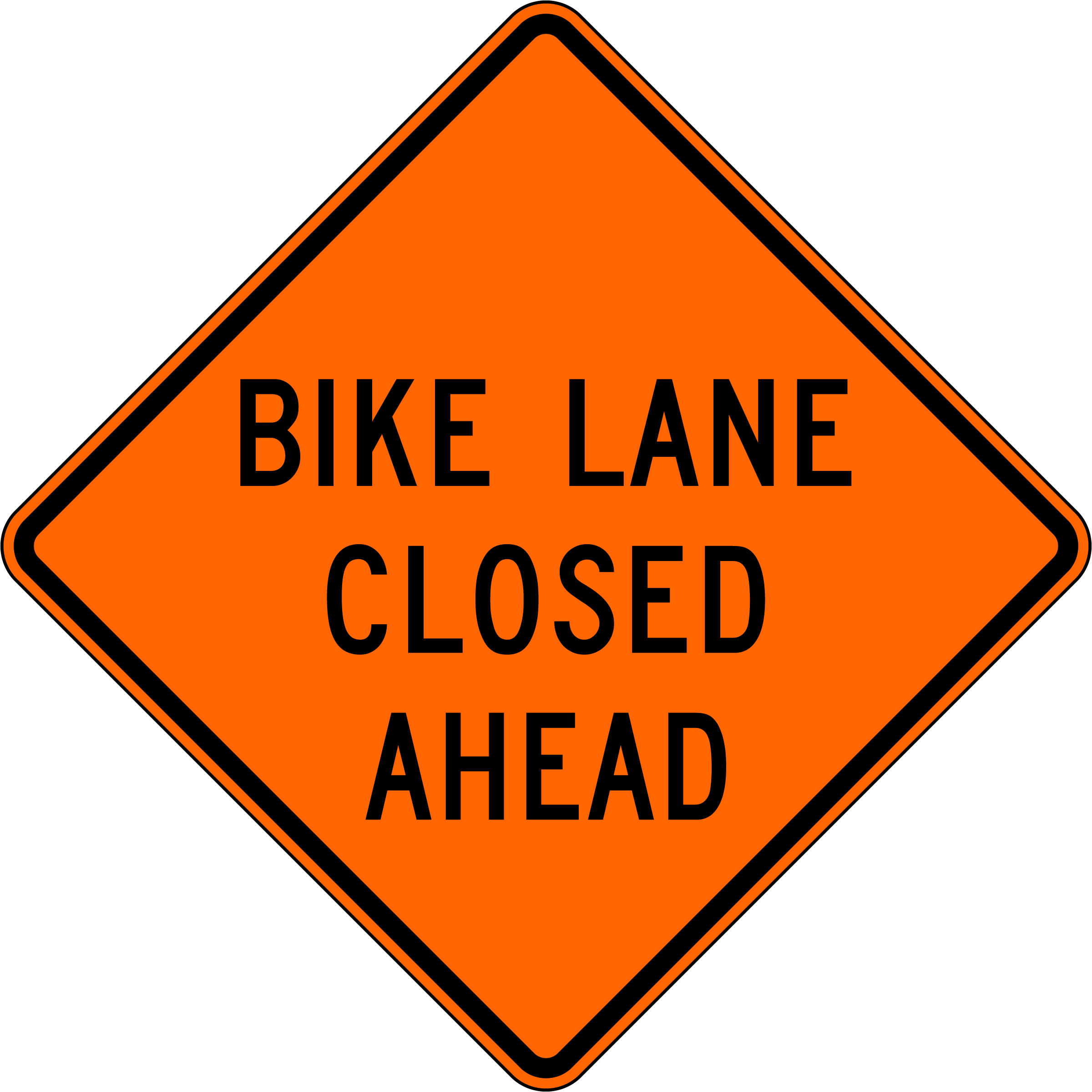 Roll Up Sign 36x36 Avery OmiBrite (WU7014) PP HF Bike Lane Closed Ahead (W20-5b)