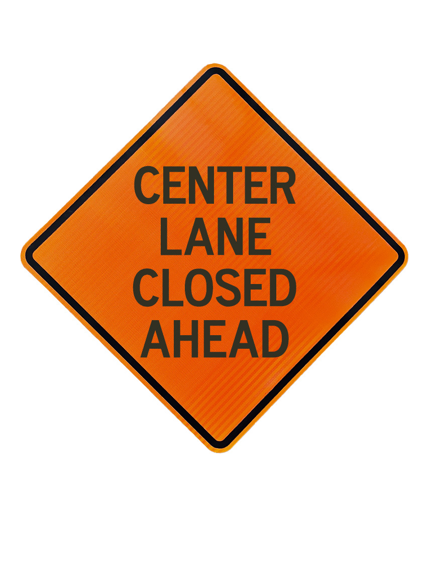 Roll Up Sign 36x36 Avery OmiBrite (WU7014) PP HF Center Lane Closed