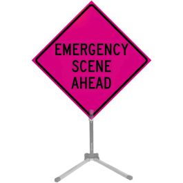 Roll Up Sign 36x36 Avery OmiBrite (WU7014) PP HF Emergency Scene Ahead, Velcro around Ahead 7x20