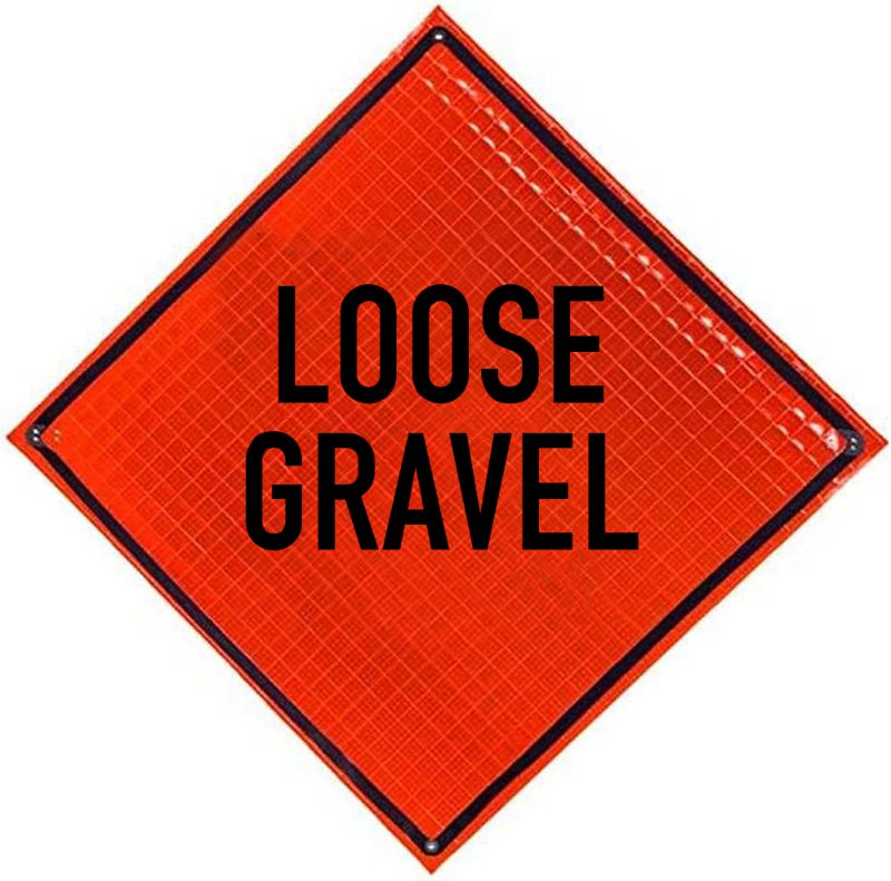 Roll Up Sign 36x36 Avery OmiBrite (WU7014) PP HF Loose Gravel (W8-7)