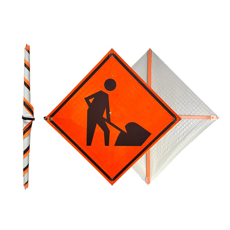 Roll Up Sign 36x36 Avery OmiBrite (WU7014) PP HF Men Working Symbol (W21-1a)