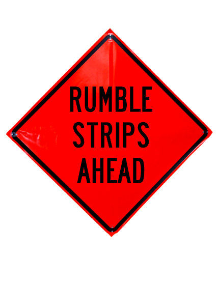 Roll Up Sign 36x36 Avery OmiBrite (WU7014) PP HF Rumble Strips Ahead