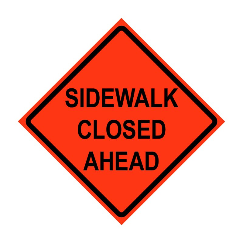 Roll Up Sign 36x36 Avery OmiBrite (WU7014) PP HF Sidewalk Closed Ahead