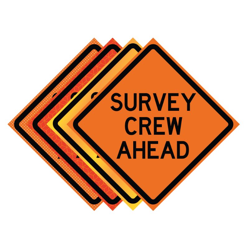 Roll Up Sign 36x36 Avery OmiBrite (WU7014) PP HF Survey Crew Ahead