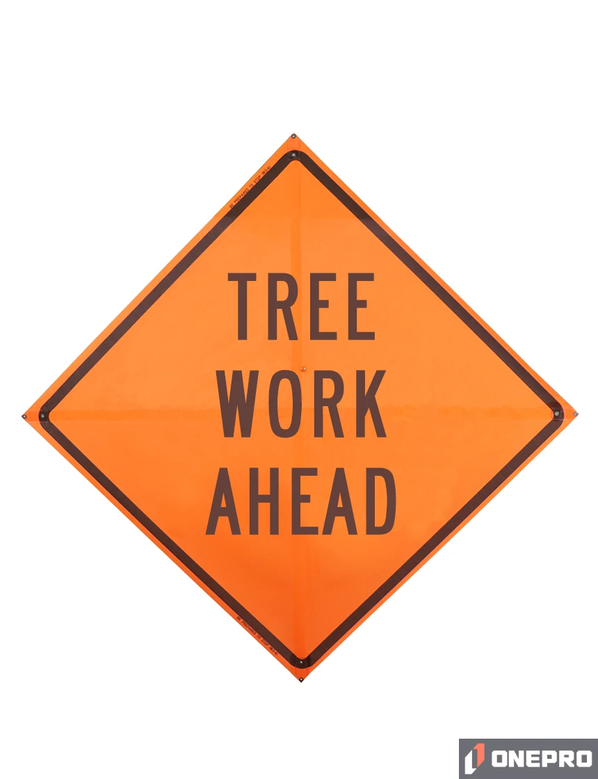Roll Up Sign 36x36 Avery OmiBrite (WU7014) PP HF Tree Work Ahead