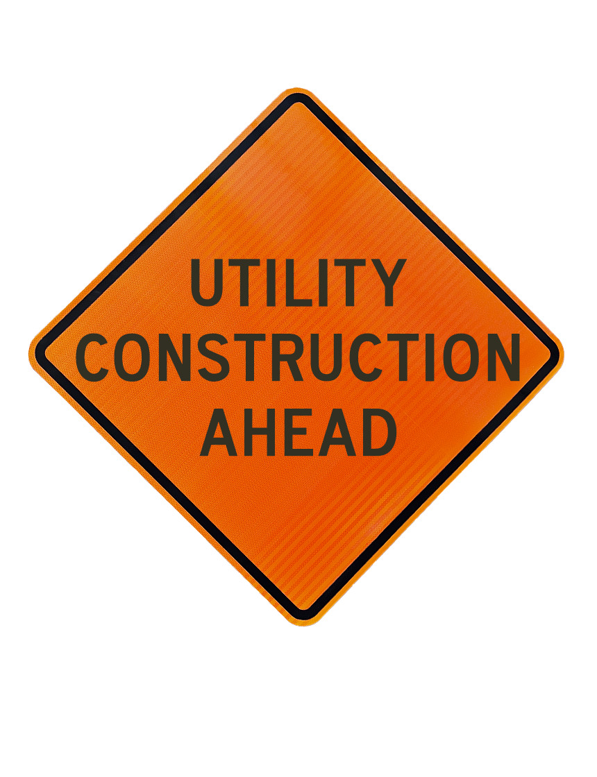 Roll Up Sign 36x36 Avery OmiBrite (WU7014) PP HF Utility Construction Ahead