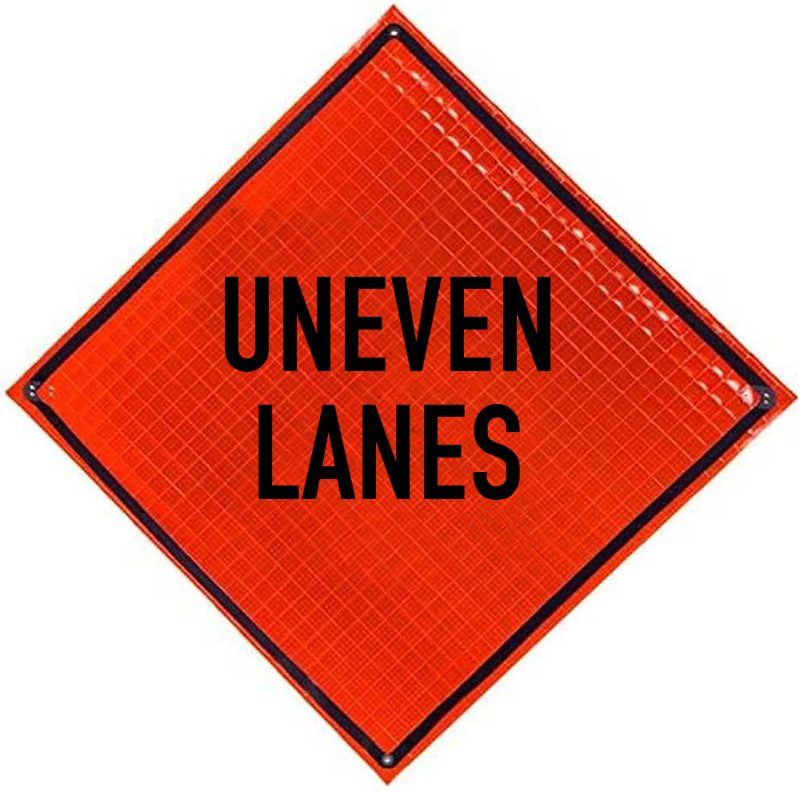 Roll Up Sign 36x36 Avery OmiBrite (WU7014) PP HF Uneven Lanes
