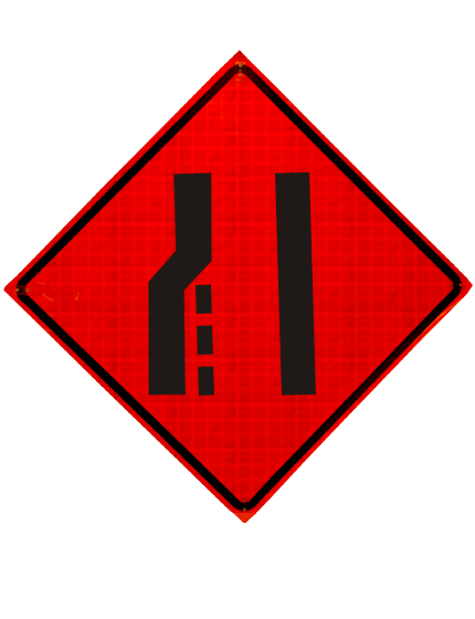 Roll Up Sign, 36x36 Reflective PP HF Lane Ends Merge Left