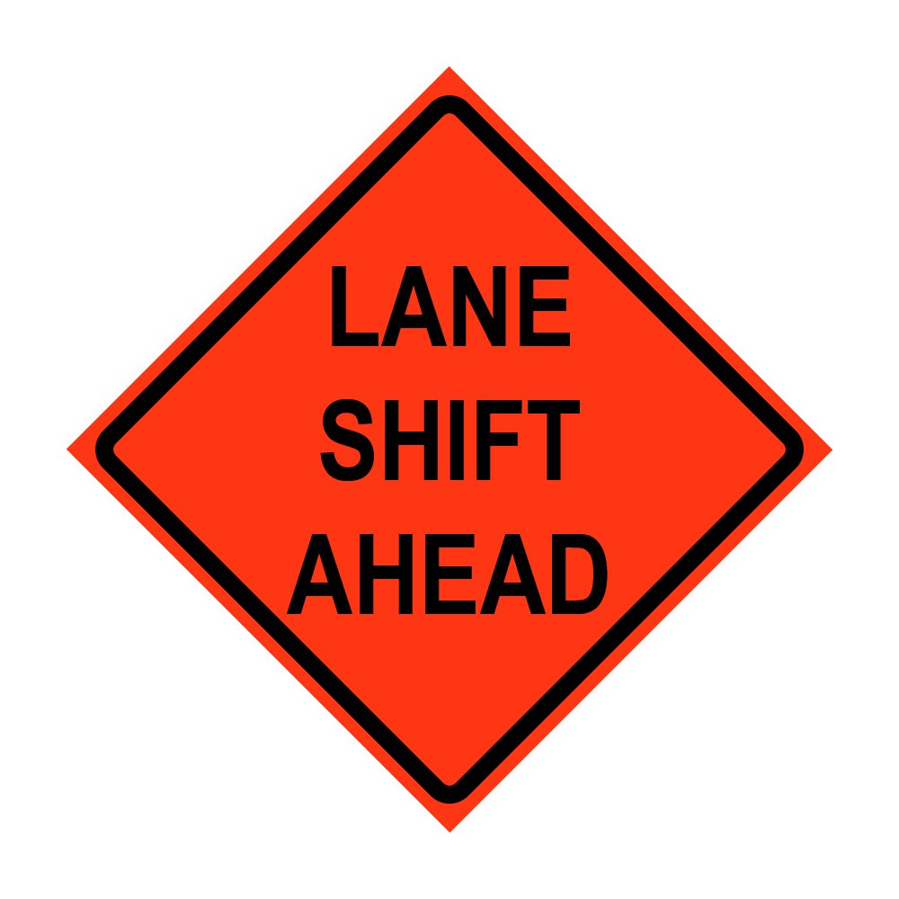 Roll Up Sign, 36x36 Reflective PP HF Lane Shift Ahead