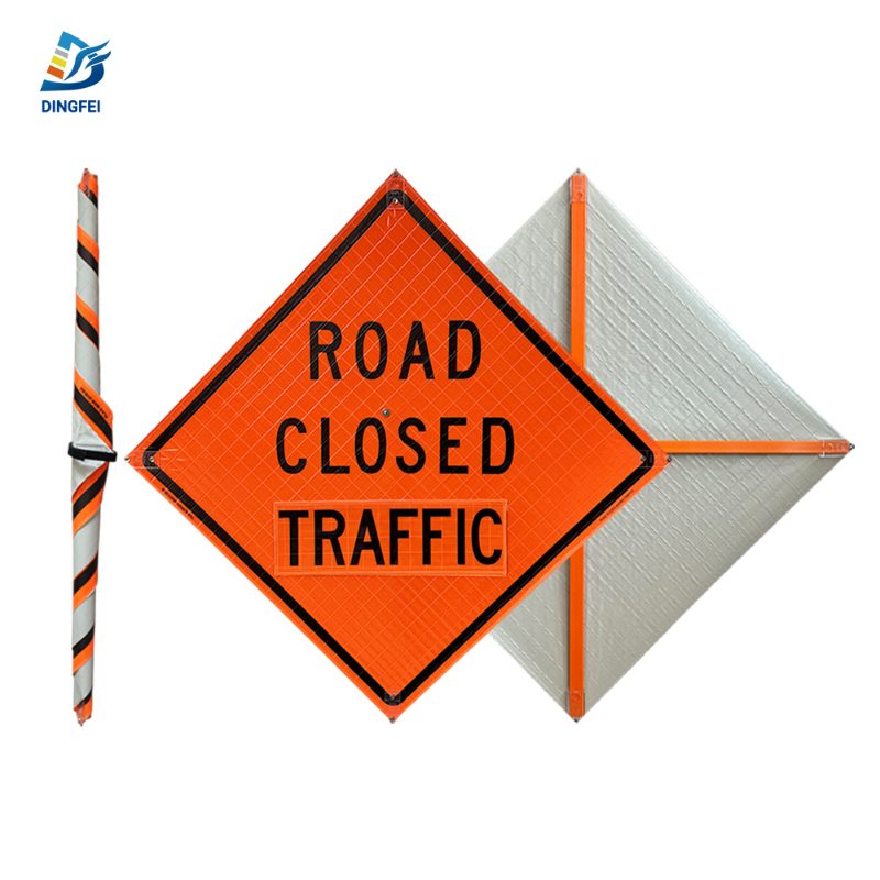 Roll Up Sign, 36x36 Reflective PP HF Road Closed Main Break