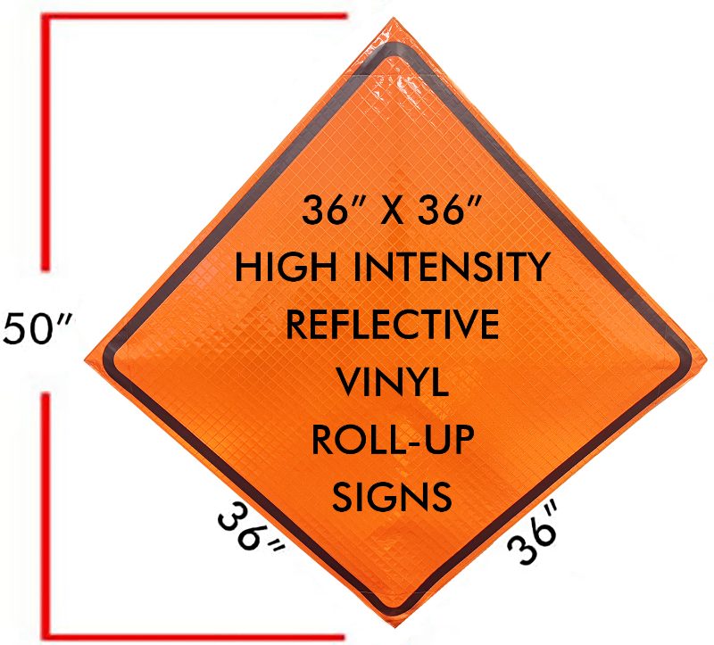 Roll Up Sign, 36x36 Reflective PP HF Roadside Mowing Ahead
